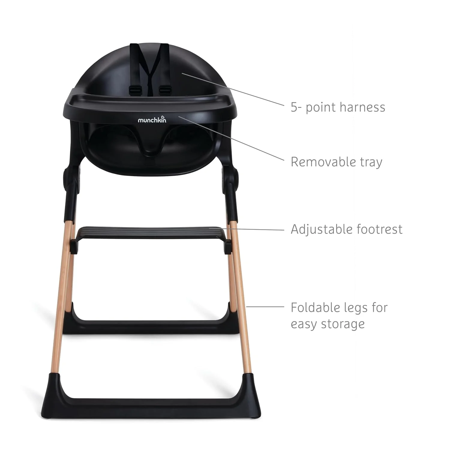 Munchkin Float Foldable High Chair, Black - Image 2