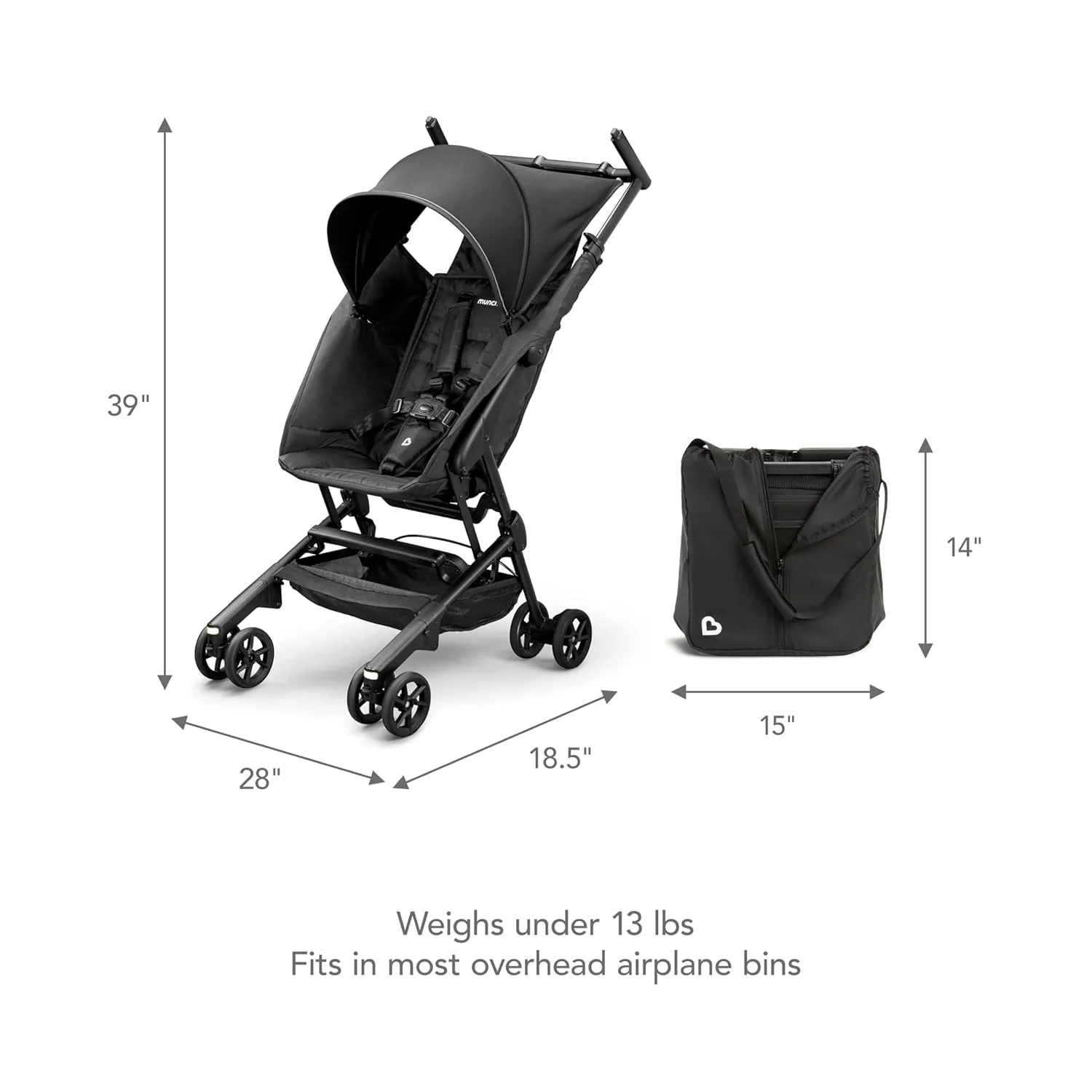 Munchkin Night Owl Stroller, 2024, Black - Image 5
