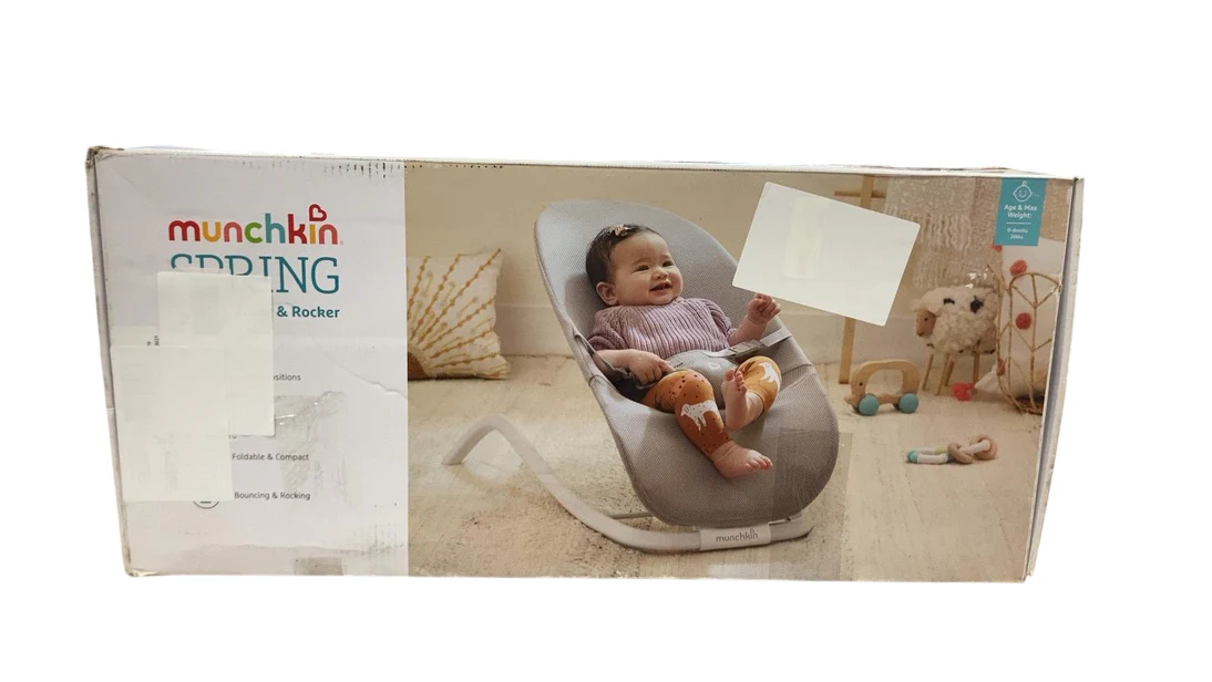 Munchkin Spring Baby Bouncer and Rocker Seat, Grey - Image 2