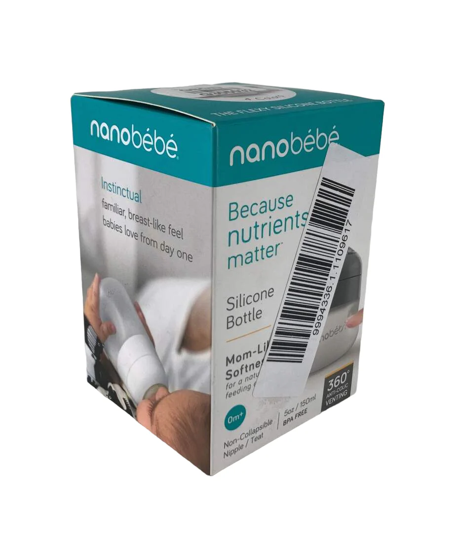 Nanobébé Flexy Silicone Baby Bottle, 5oz, Single, Grey - Image 2