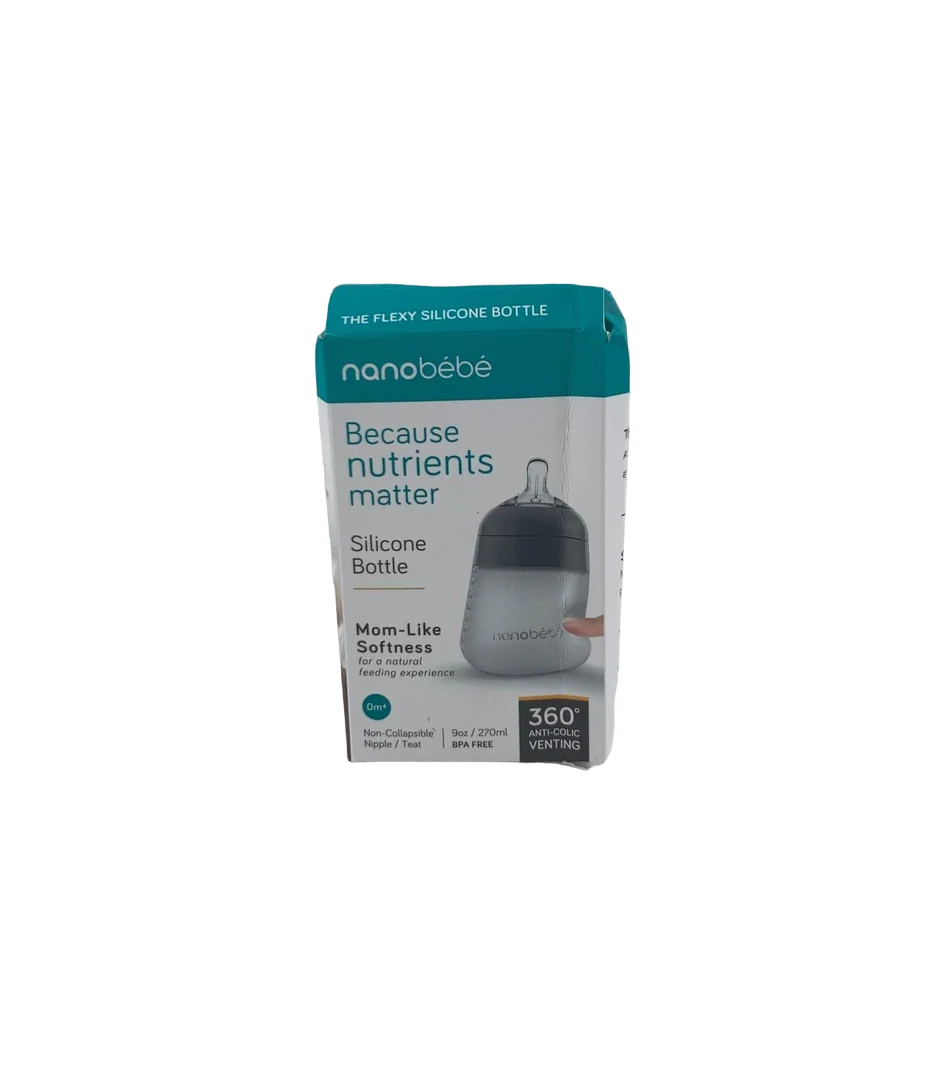 Nanobébé Flexy Silicone Baby Bottle, 9oz, Grey - Image 2