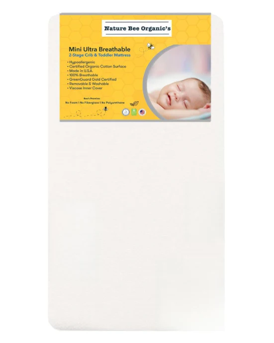Nature Bee Organics Mini Ultra Breathable 2-Stage Mattress, 24x38x5