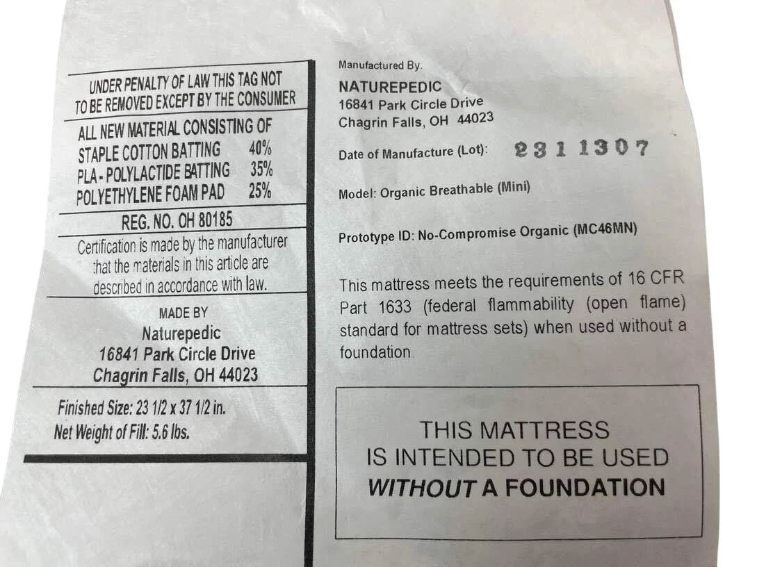 Naturepedic Organic Mini Crib Mattress - Image 6