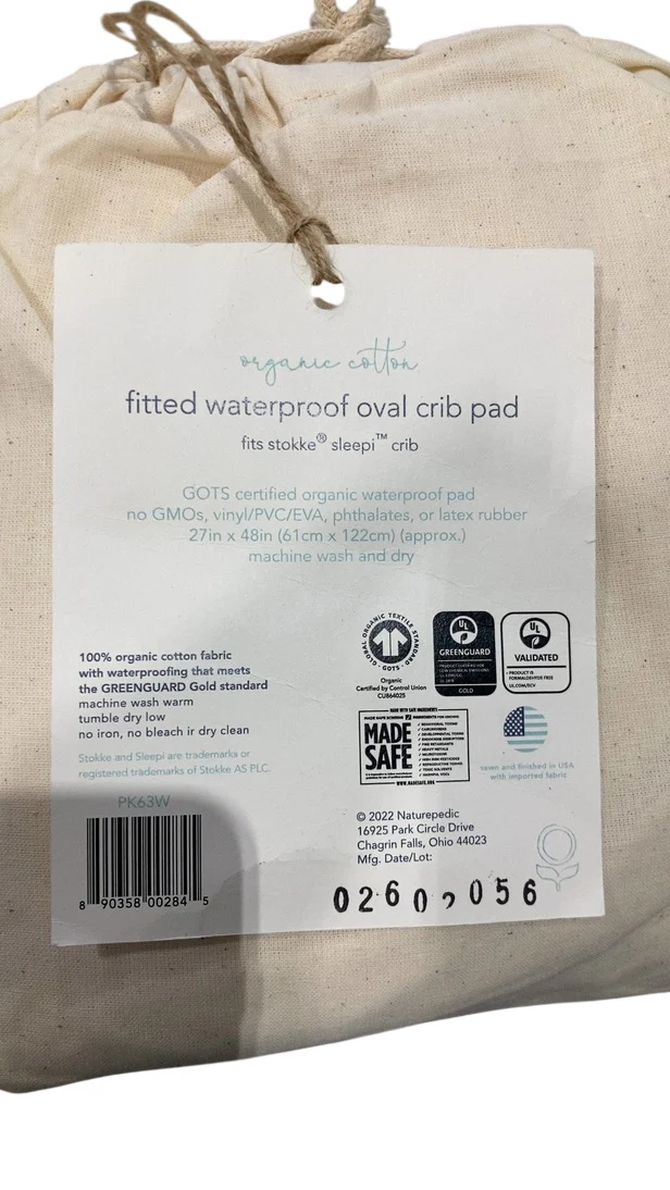 Naturepedic Organic Oval Crib Protector Pad for Stokke Sleepi Crib, 27"x48"