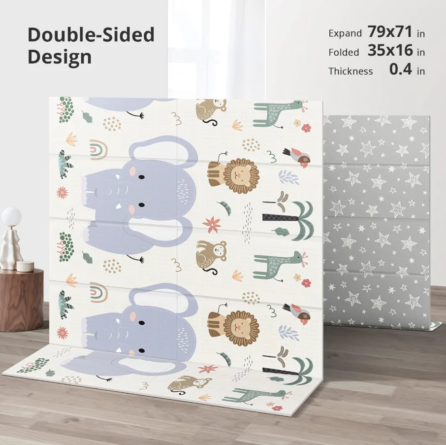 Noonkty Foldable Baby Extra Large Play Mat, Elephant - Image 4