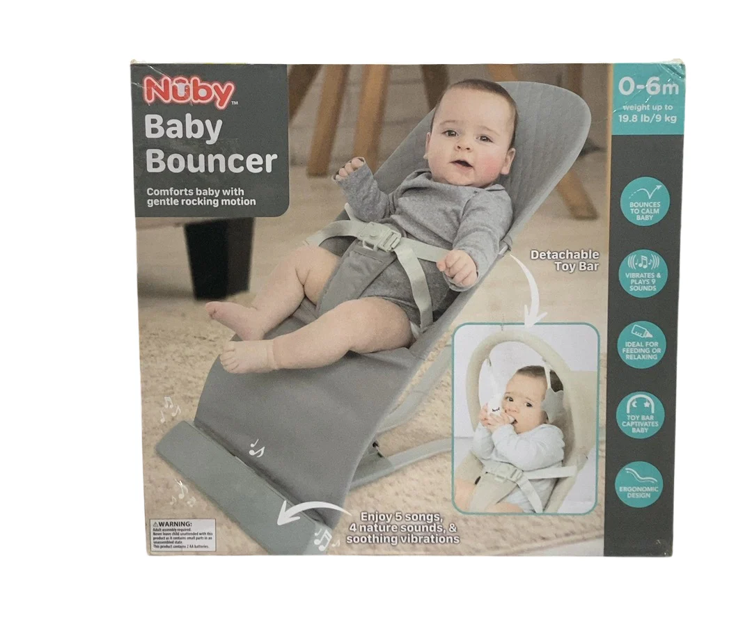 Nuby Baby Bouncer Seat, Beige - Image 2