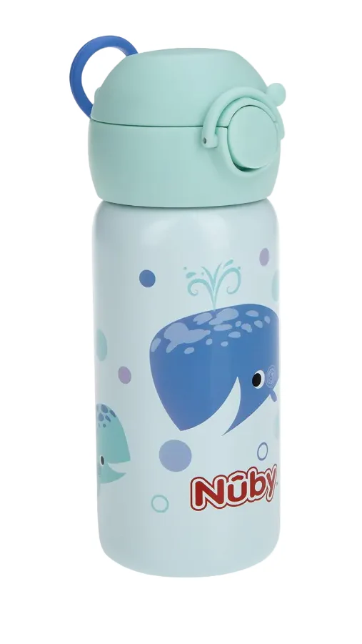 Nuby Thirsty Kids Water Bottle, Active, Whale