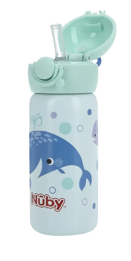 Nuby Thirsty Kids Water Bottle, Active, Whale - Image 2