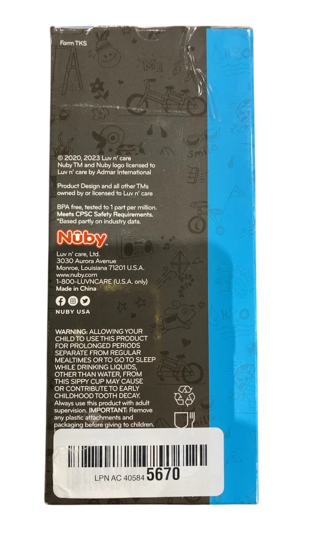 Nuby Thirsty Kids Water Bottle, Active, Whale - Image 4