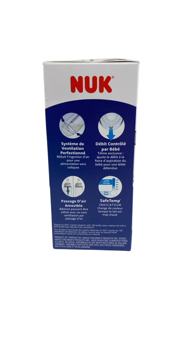 NUK Smooth Flow Anti-Colic Bottle, 5oz, Blue Clouds - Image 2