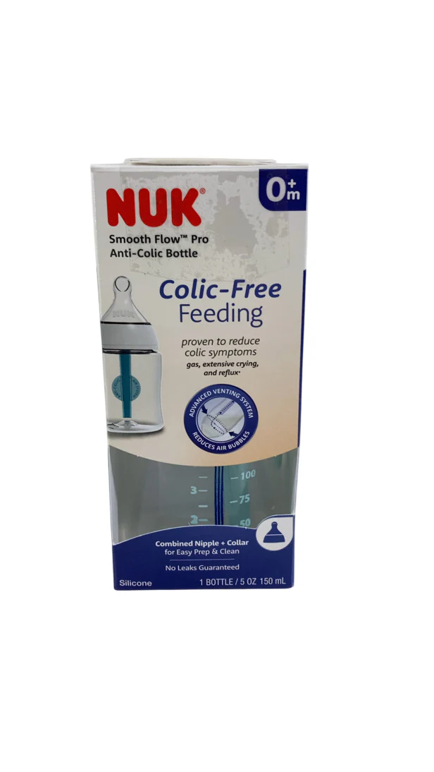 NUK Smooth Flow Anti-Colic Bottle, 5oz, Blue Clouds - Image 3