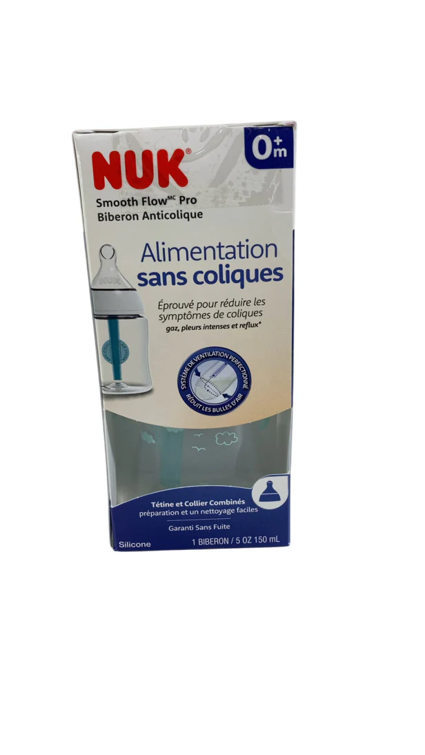 NUK Smooth Flow Anti-Colic Bottle, 5oz, Blue Clouds - Image 4