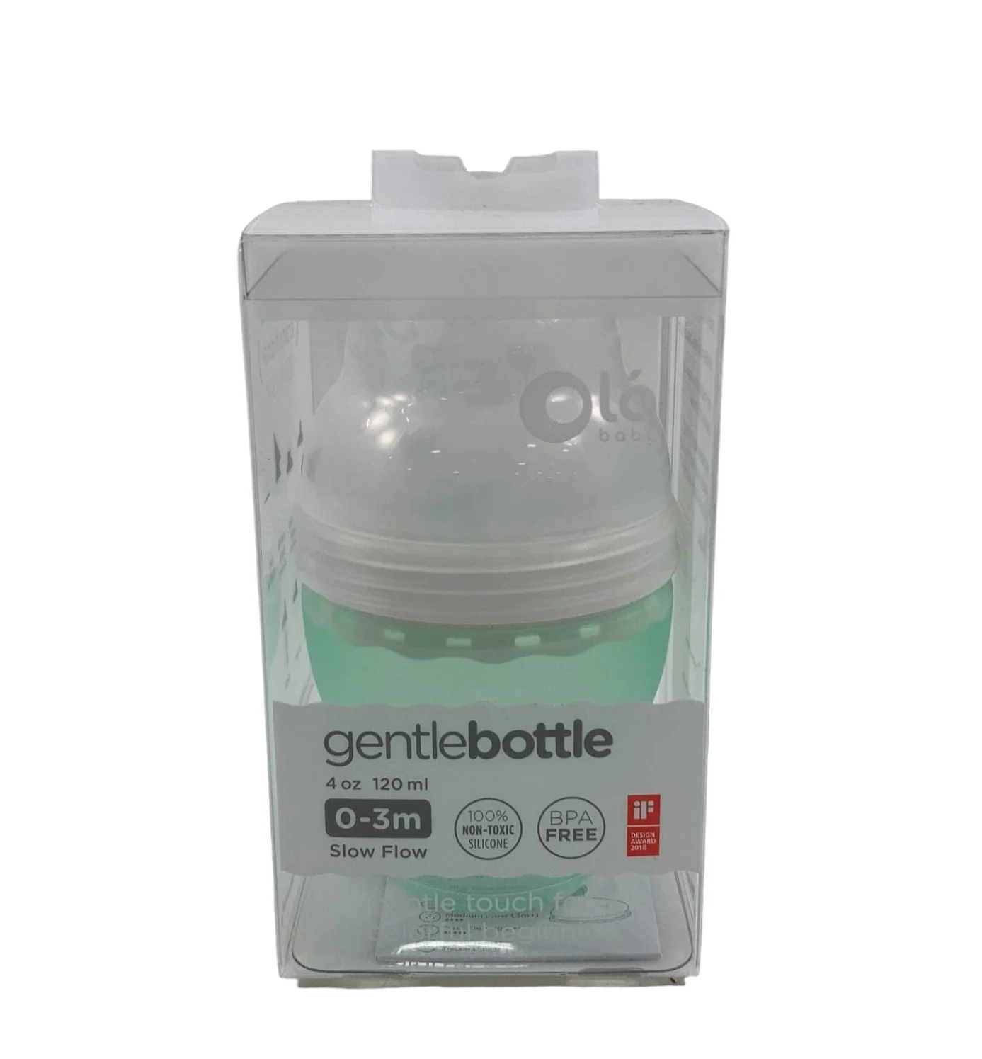 Olababy Gentle Baby Bottle, 4oz, Mint - Image 2