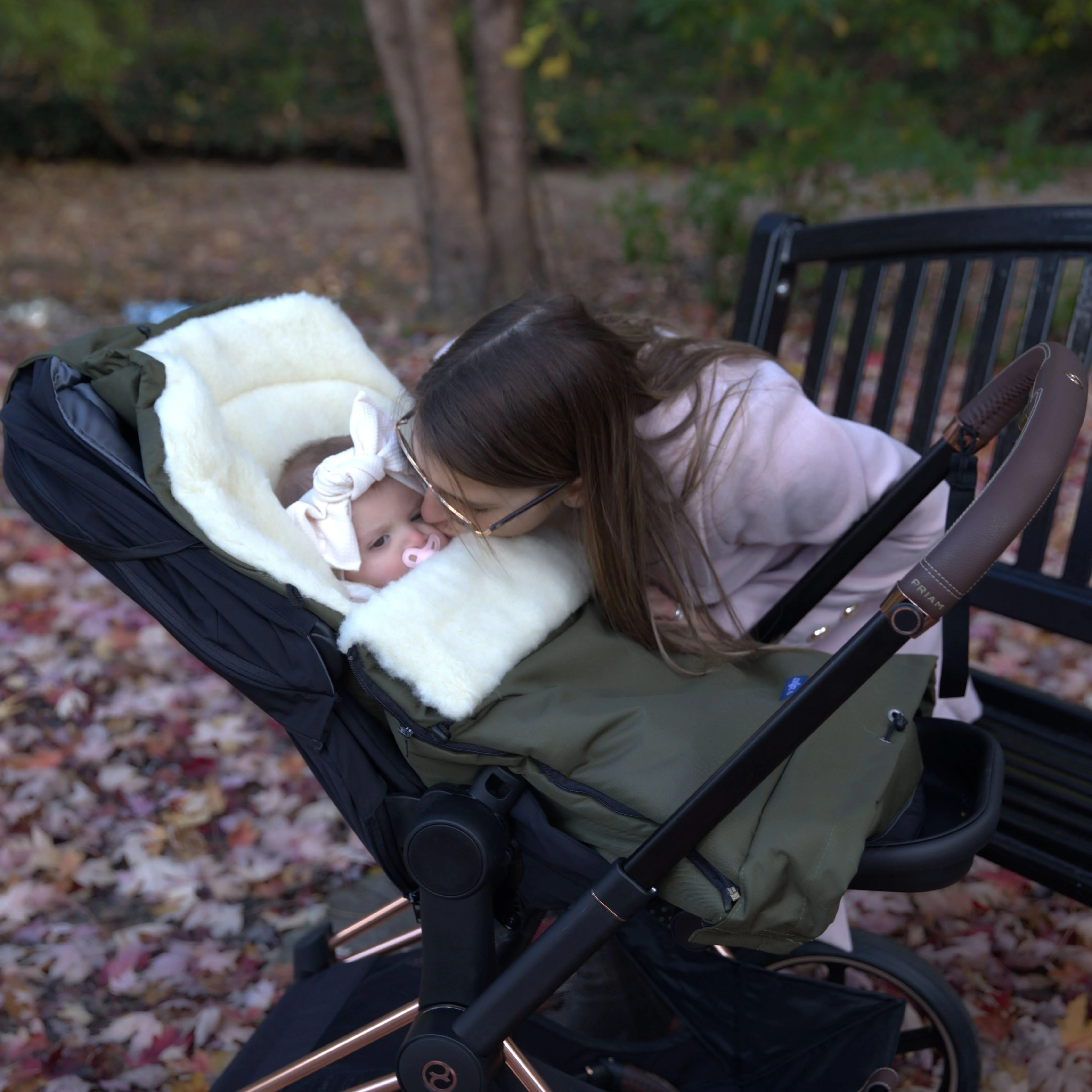 Cover Baby Organic Wool Adjustable Footmuff, Olive - Image 2