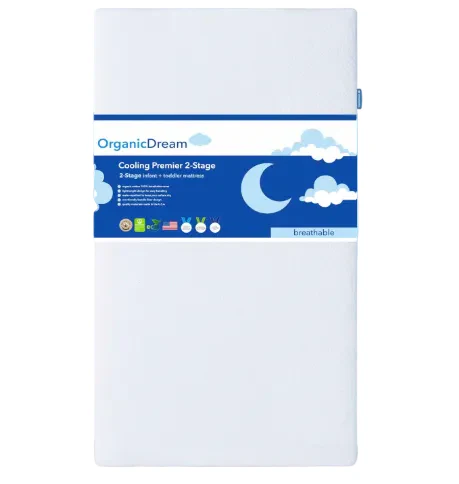 Organic Dream Organic Cotton 2-Stage Lightweight Ultra Crib Mattress, White