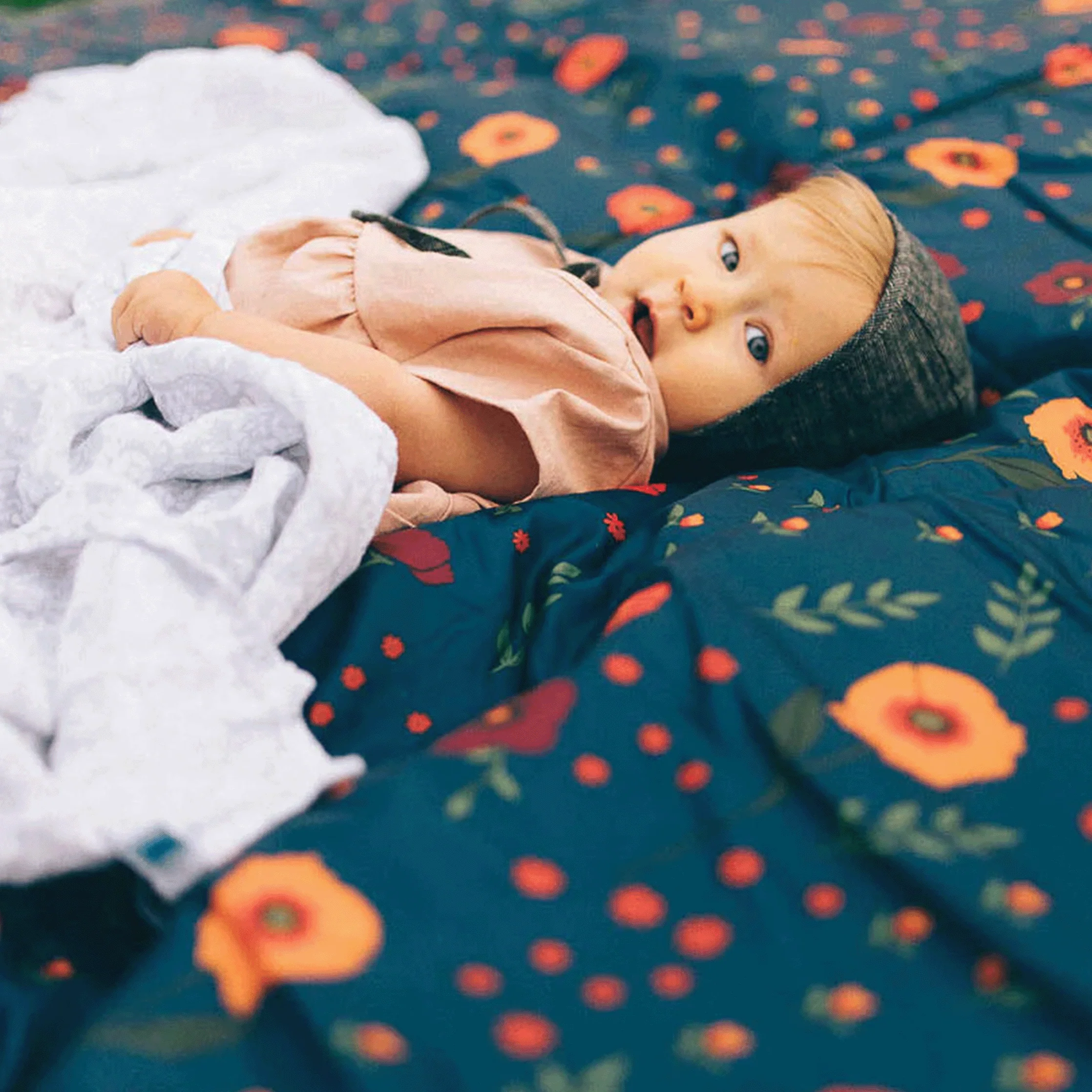 Little Unicorn Outdoor Blanket, Midnight Poppy - Image 11