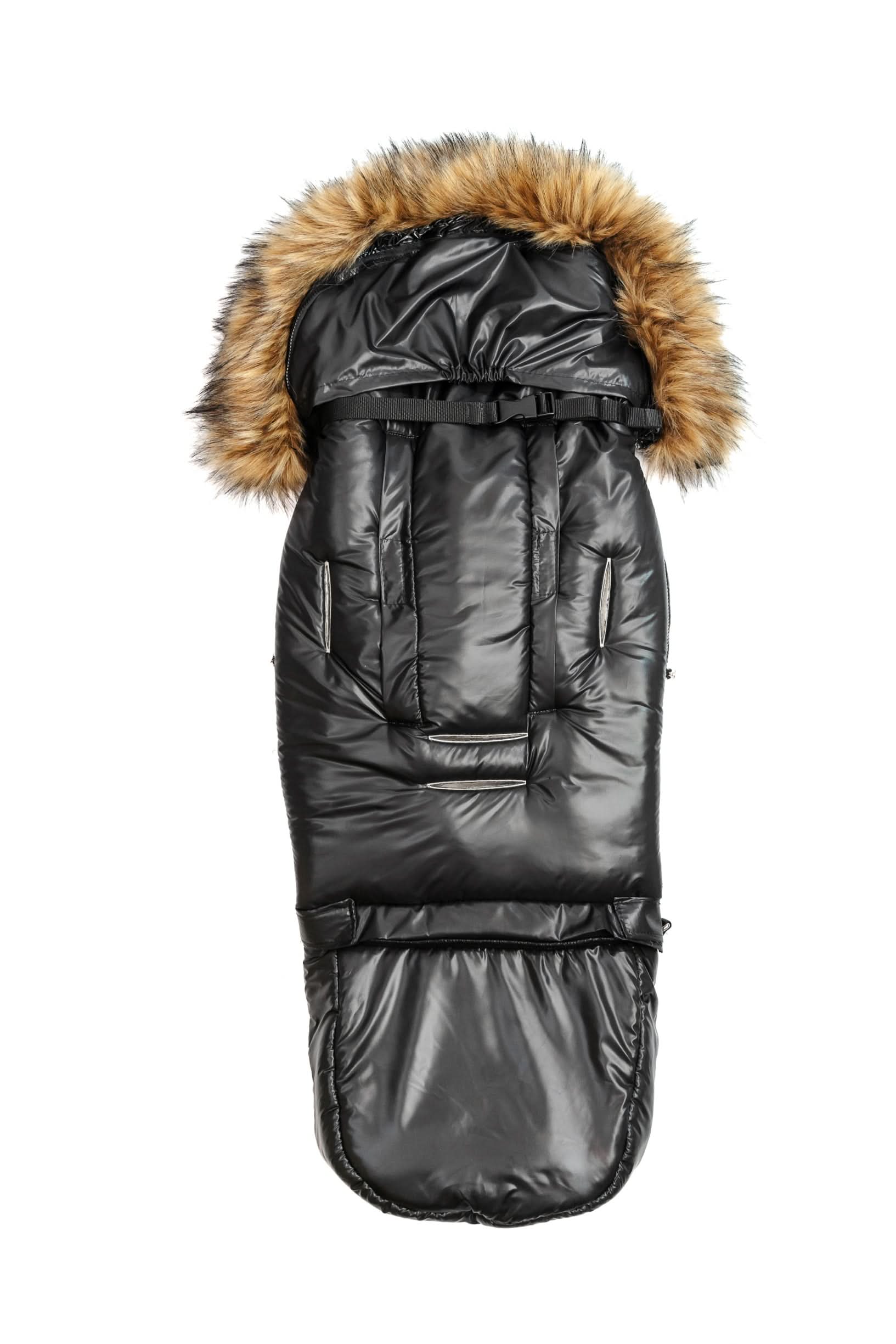 Organic Premium Beige Wool Adjustable Footmuff, Pastel Black - Image 5