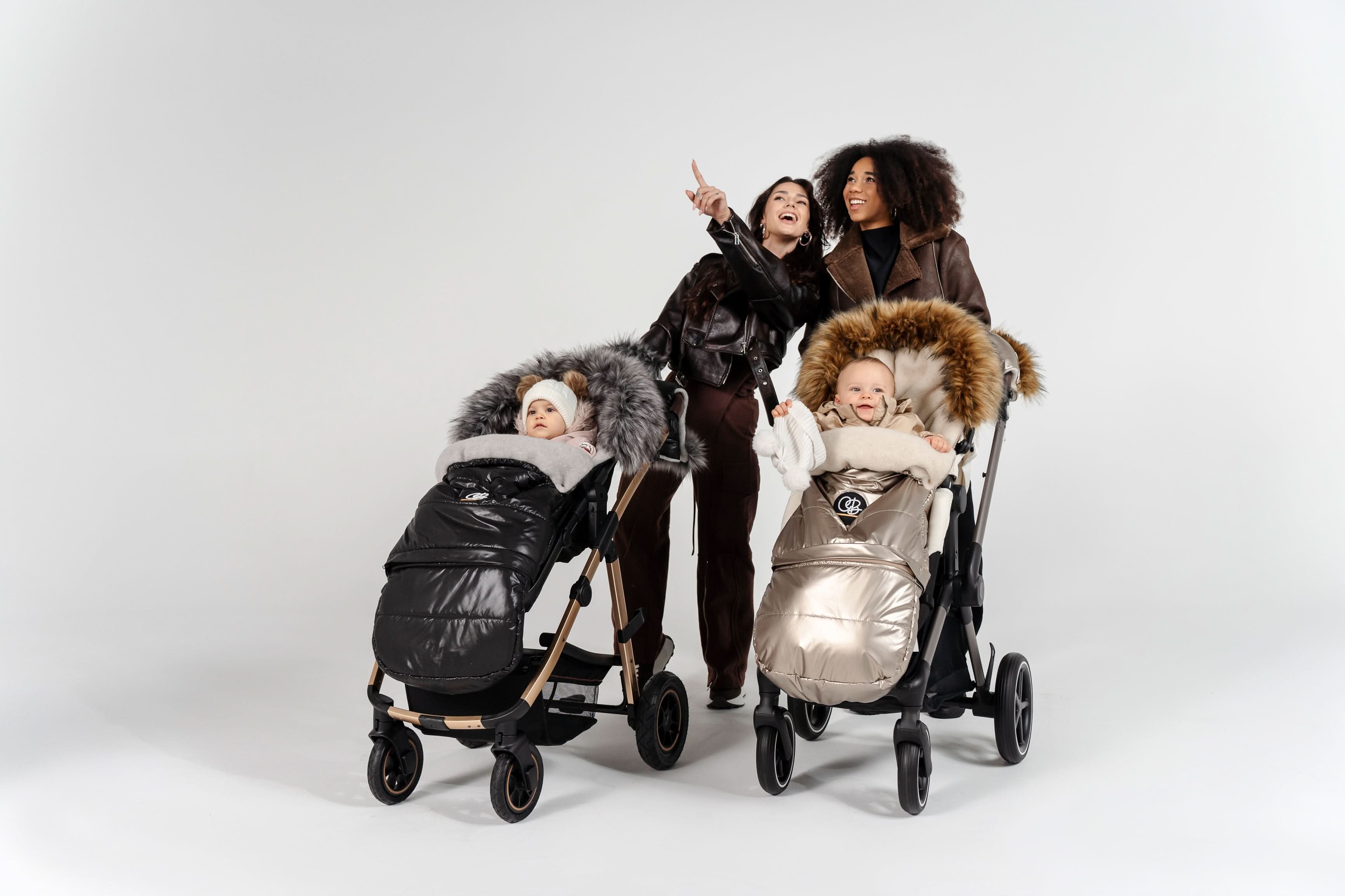 Organic Premium Beige Wool Adjustable Footmuff, Pastel Black - Image 8