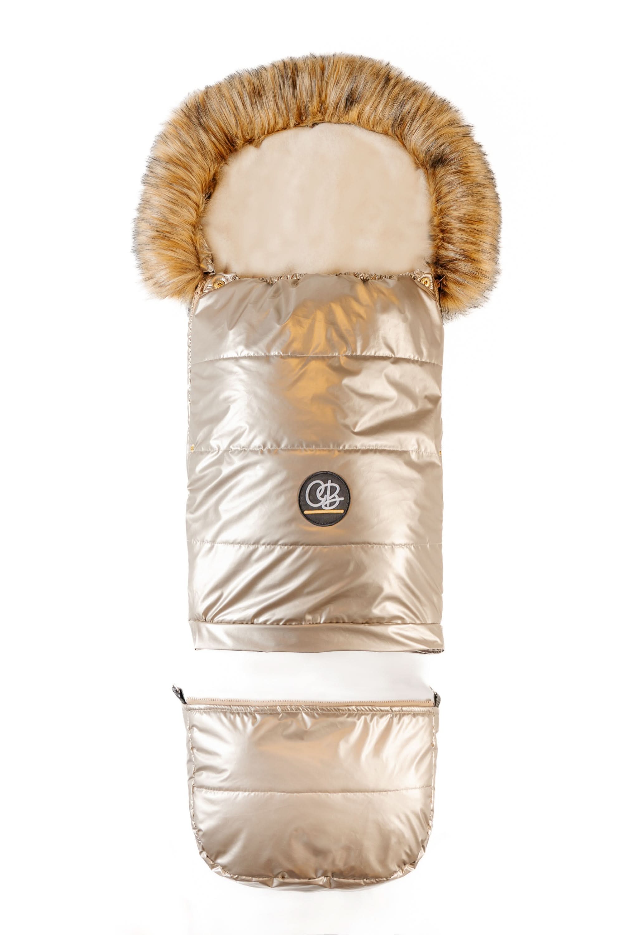 Cover Baby Organic Premium Beige Wool Adjustable Footmuff, Pastel Gold - Image 8