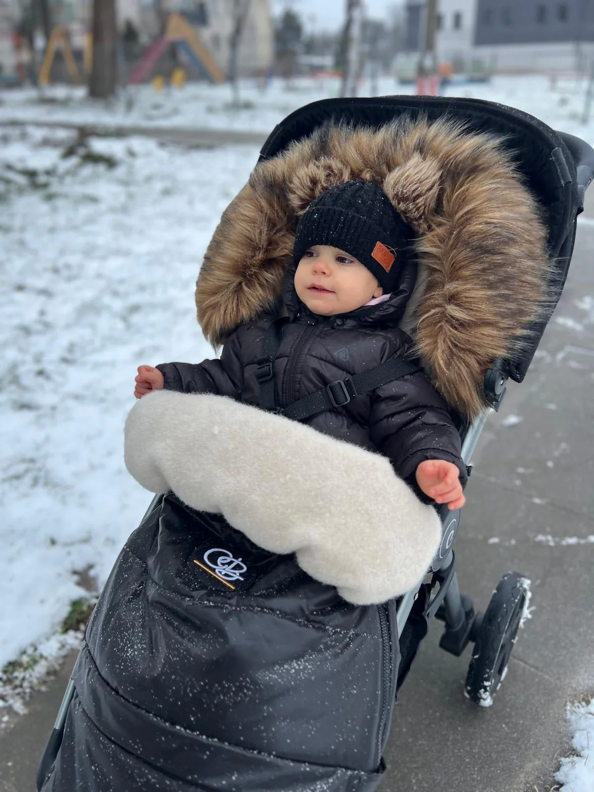 Cover Baby Organic Premium Wool Adjustable Footmuff, Pastel Hunter Green - Image 11