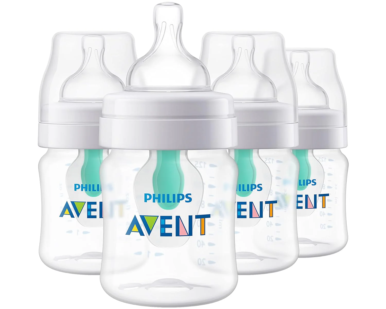 Philips Avent Anti-Colic Bottles, 4 Pack, 4oz, Clear, Regular