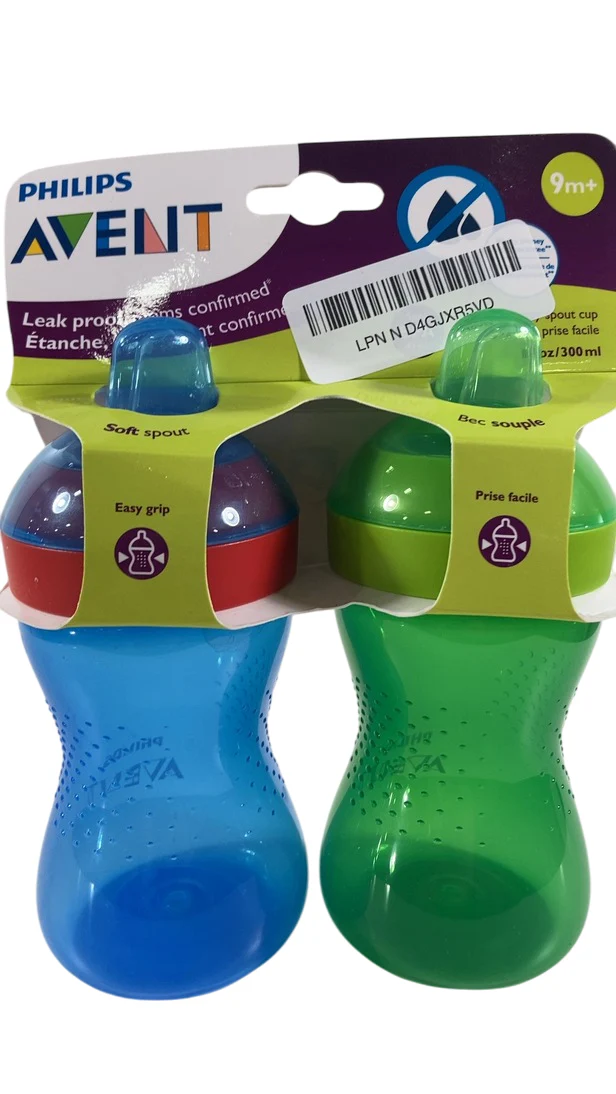 Philips Avent Grippy Spout Cups, 10 oz, 2 Pack, Blue/Green - Image 3