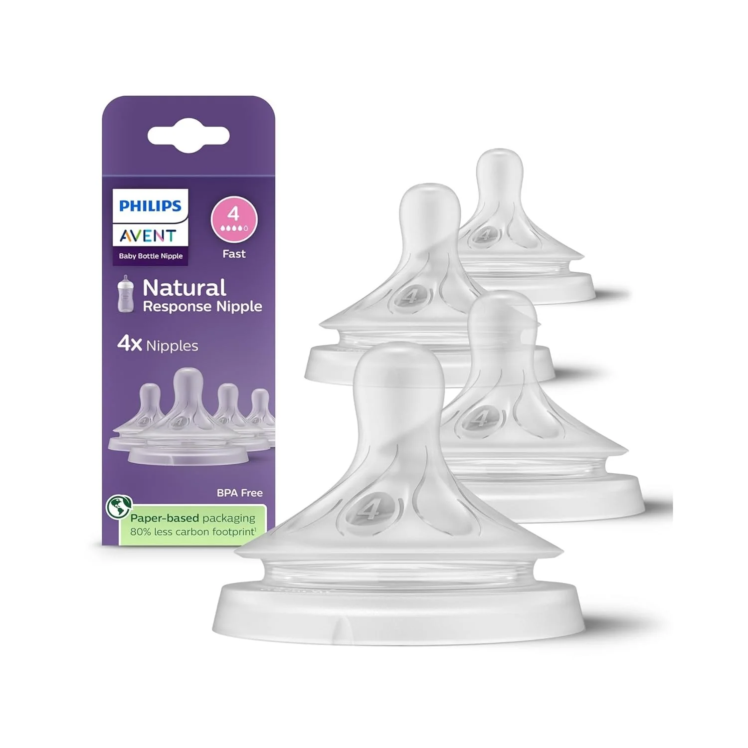 Philips Avent Natural Baby Bottle Nipples, 4-Pack, Flow 4