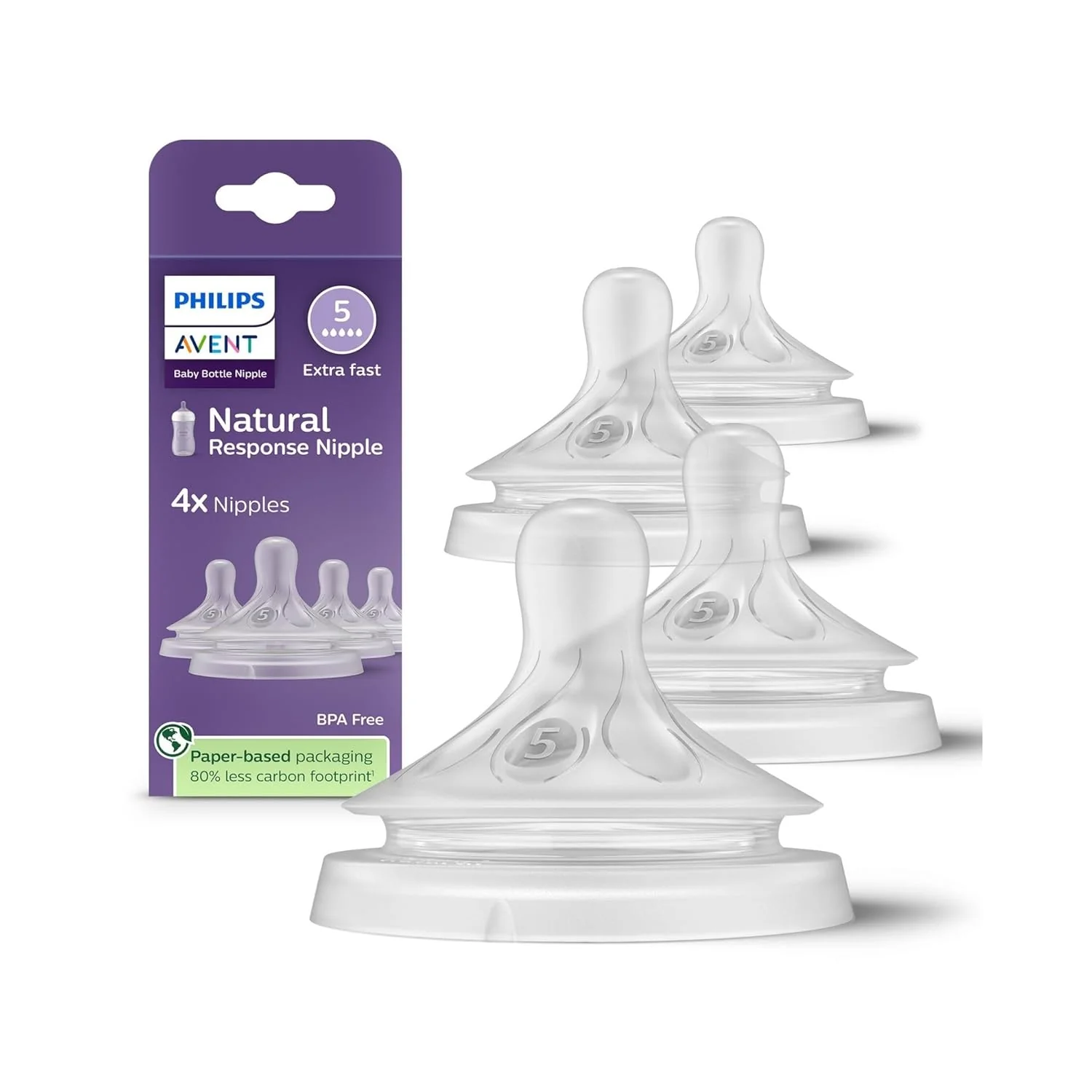 Philips Avent Natural Baby Bottle Nipples, 4-Pack, Flow 5