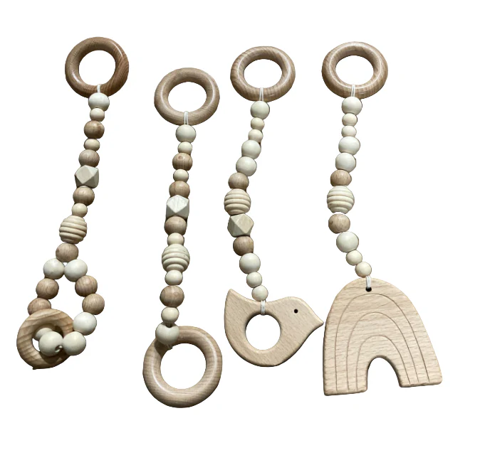 Poppyseed Play Wooden Baby Gym, Natural Wood w/ Natural Toys - Image 2