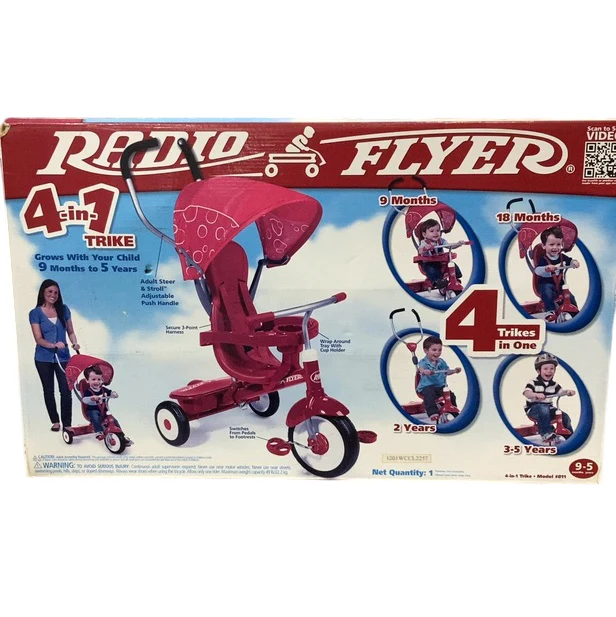 Radio Flyer 4-in-1 Stroll 'n Trike, Push and Pedal Tricycle (481T), Red - Image 2