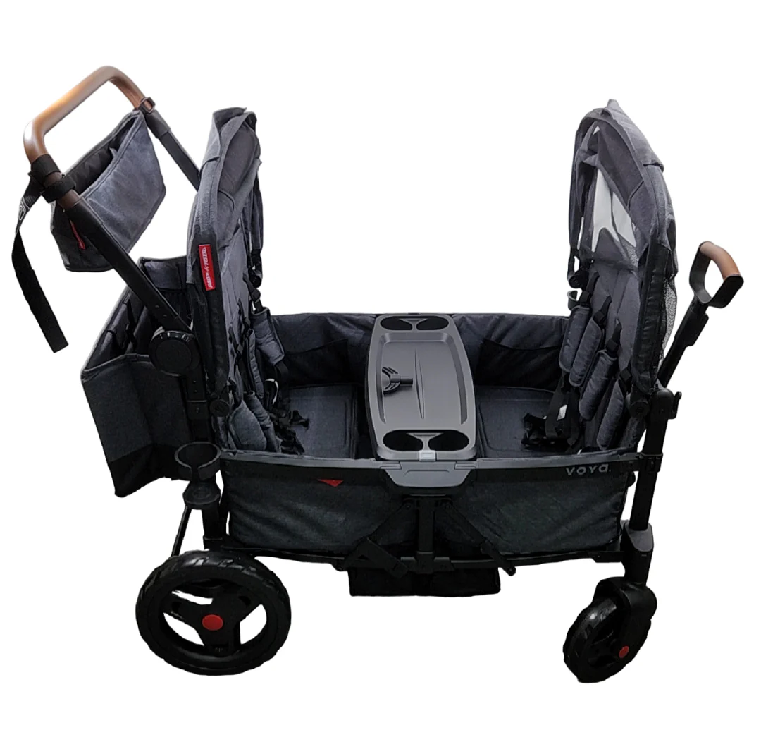 Radio Flyer Voya Quad Stroller Wagon, Grey/Black - Image 3