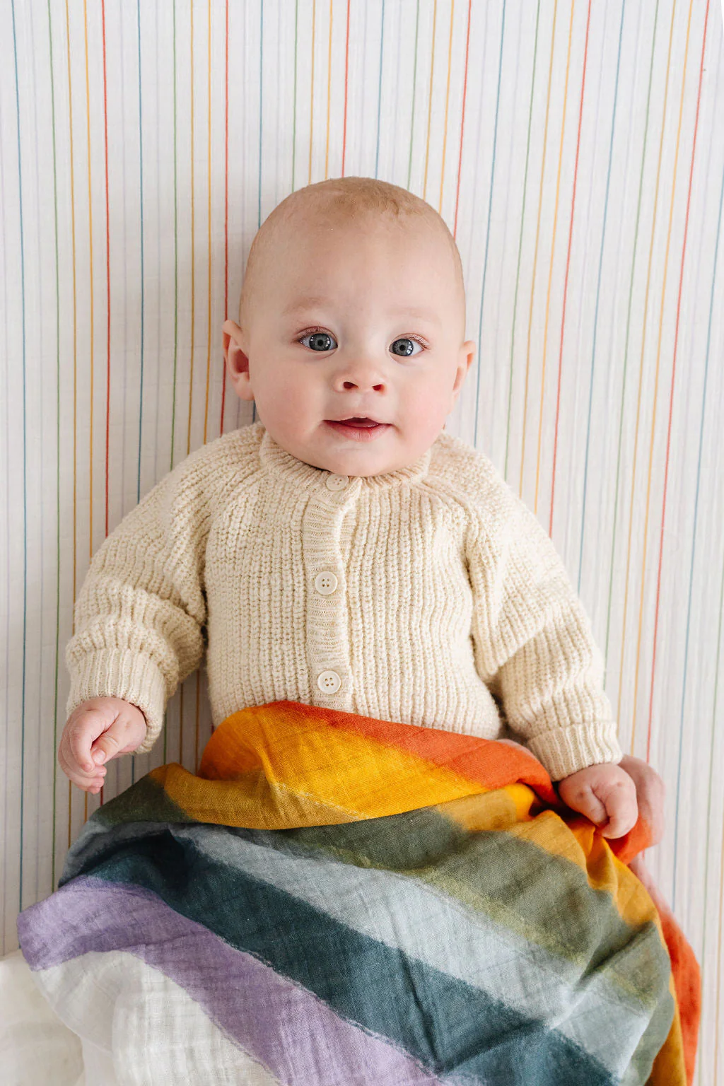 Clementine Kids Rainbow Stripe Crib Sheet - Image 5
