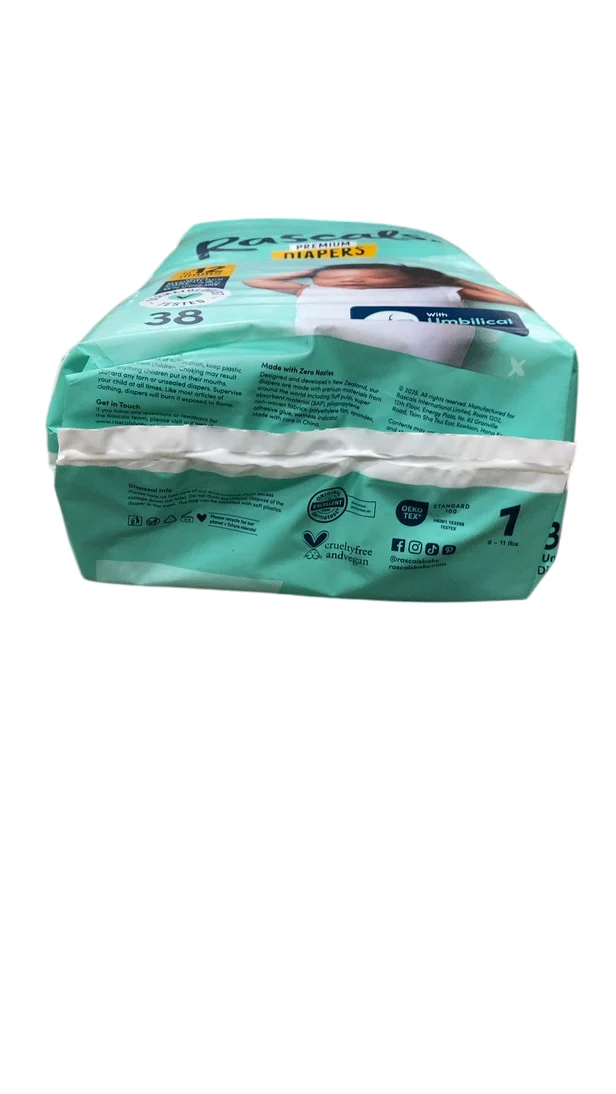 Rascal Premium Diapers, 38 Count, Size 1 - Image 3