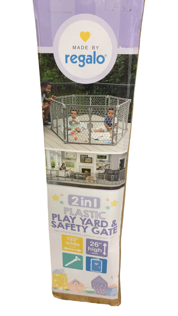 Regalo 2-in-1 Plastic Play Yard and Safety Gate, Gray - Image 8