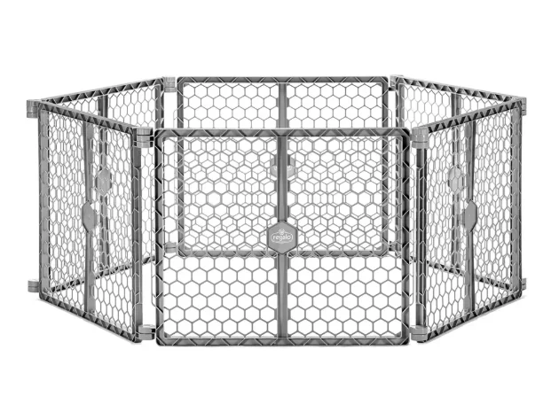 Regalo 2-in-1 Super Wide Baby Gate and Play Yard Plastic, Grey