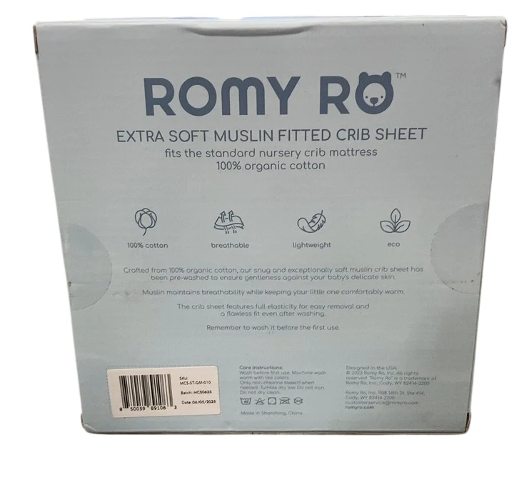 Romy Ro Muslin Fitted Crib Sheet, Apricot - Image 3