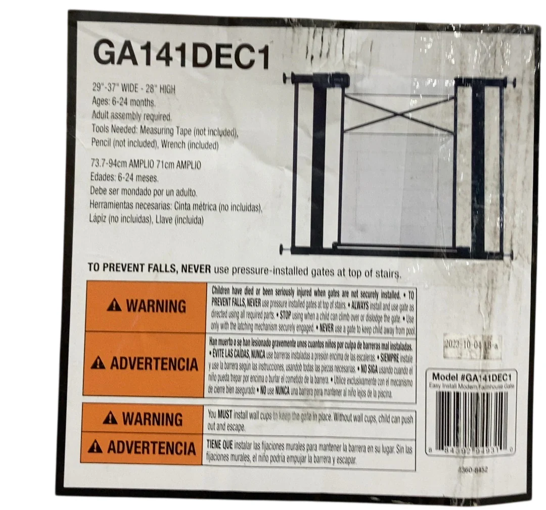 Safety 1st Easy Install Modern Farmhouse Gate, White - Image 3