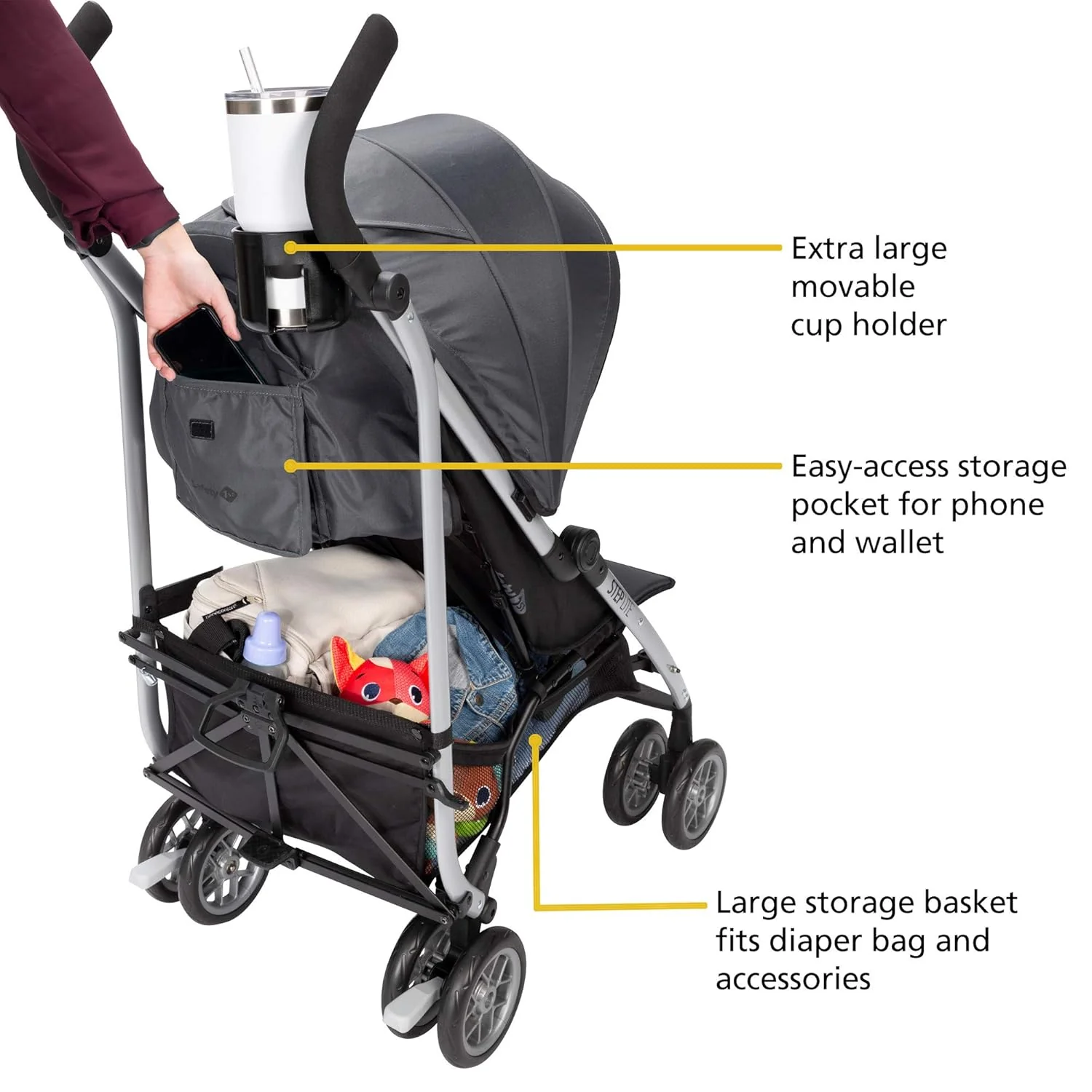 Safety 1st Step Lite Compact Stroller, 2024, Greyhound - Image 4