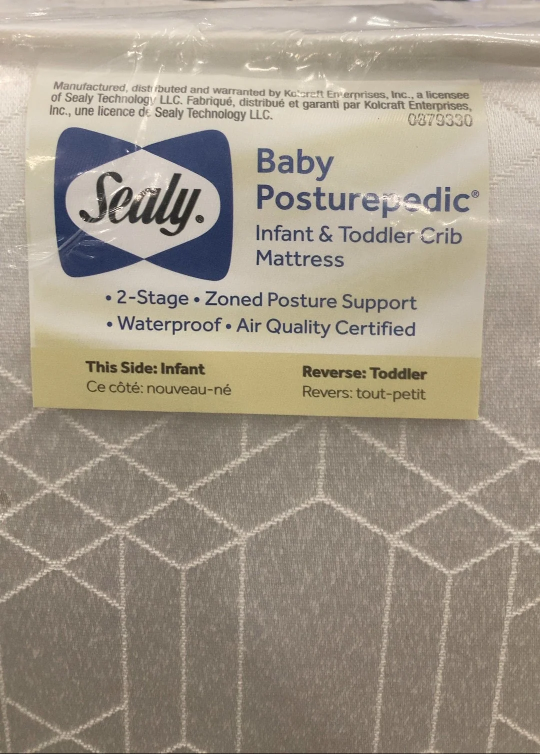 Sealy Posturepedic Grace 2-Stage Waterproof Standard Crib Mattress, Grey - Image 3
