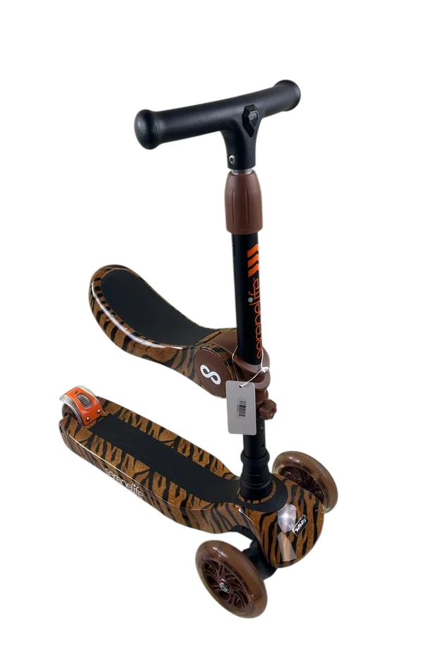 SereneLife 3 Wheeled Sit/Stand Scooter for Kids, Tiger