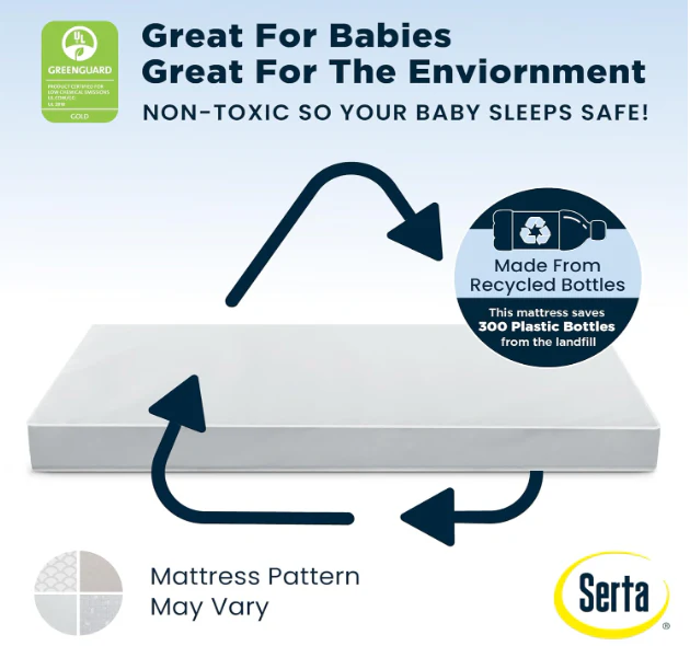 Serta Perfect Start Limited Dual Sided Baby Crib Mattress and Toddler Mattress, 52"x27.5"x5" - Image 2