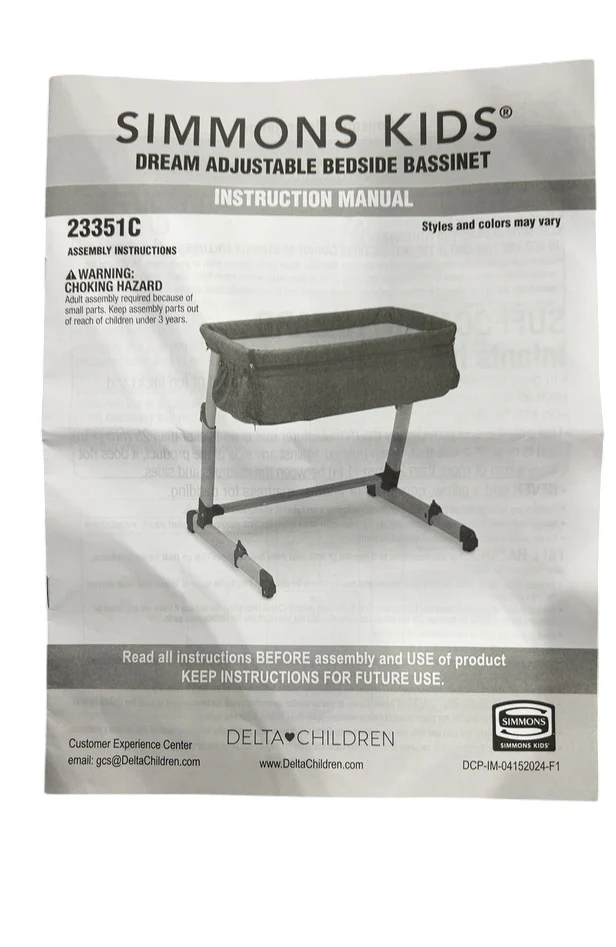 Simmons Kids Dream Bedside Bassinet, Grey - Image 3