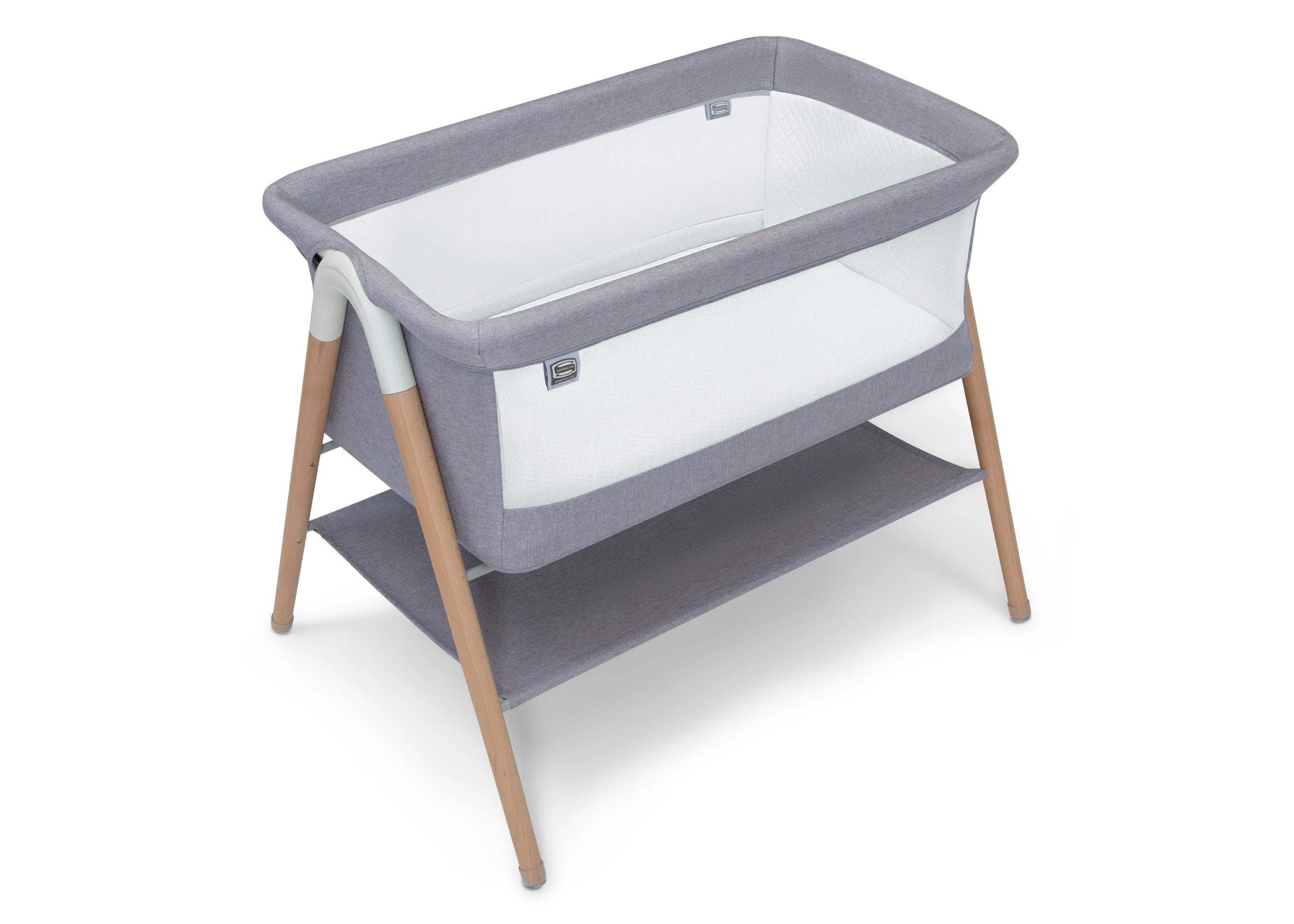 Simmons Kids Koi Beechwood By The Bed Bassinet, Grey Dove - Image 3