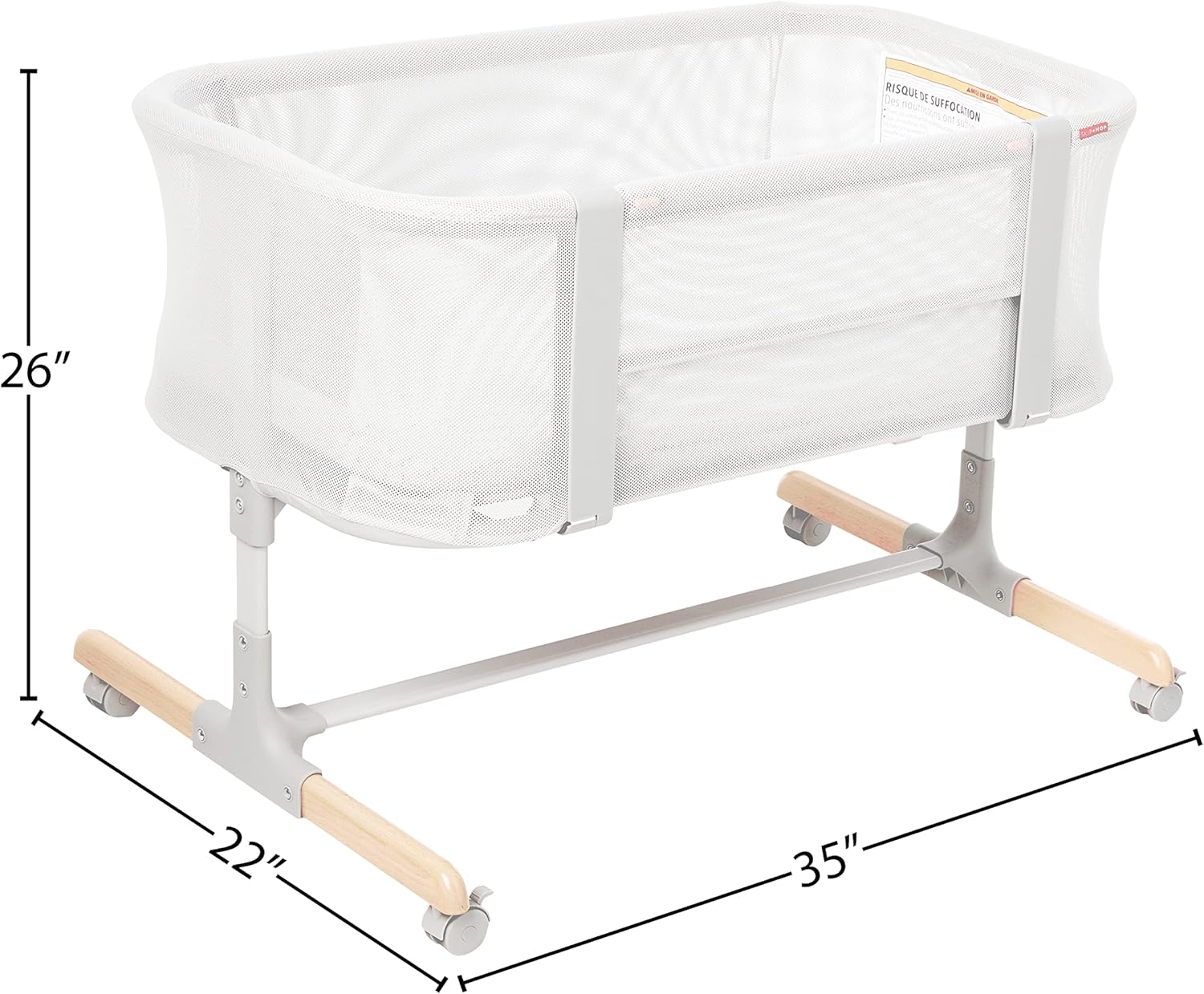 Skip Hop Cozy-Up 2-in-1 Bedside Sleeper and Bassinet, Grey - Image 4
