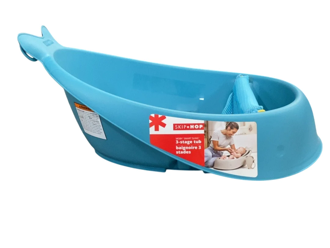 Skip Hop Moby Bath Smart Sling 3-Stage Bathtub, Blue - Image 2