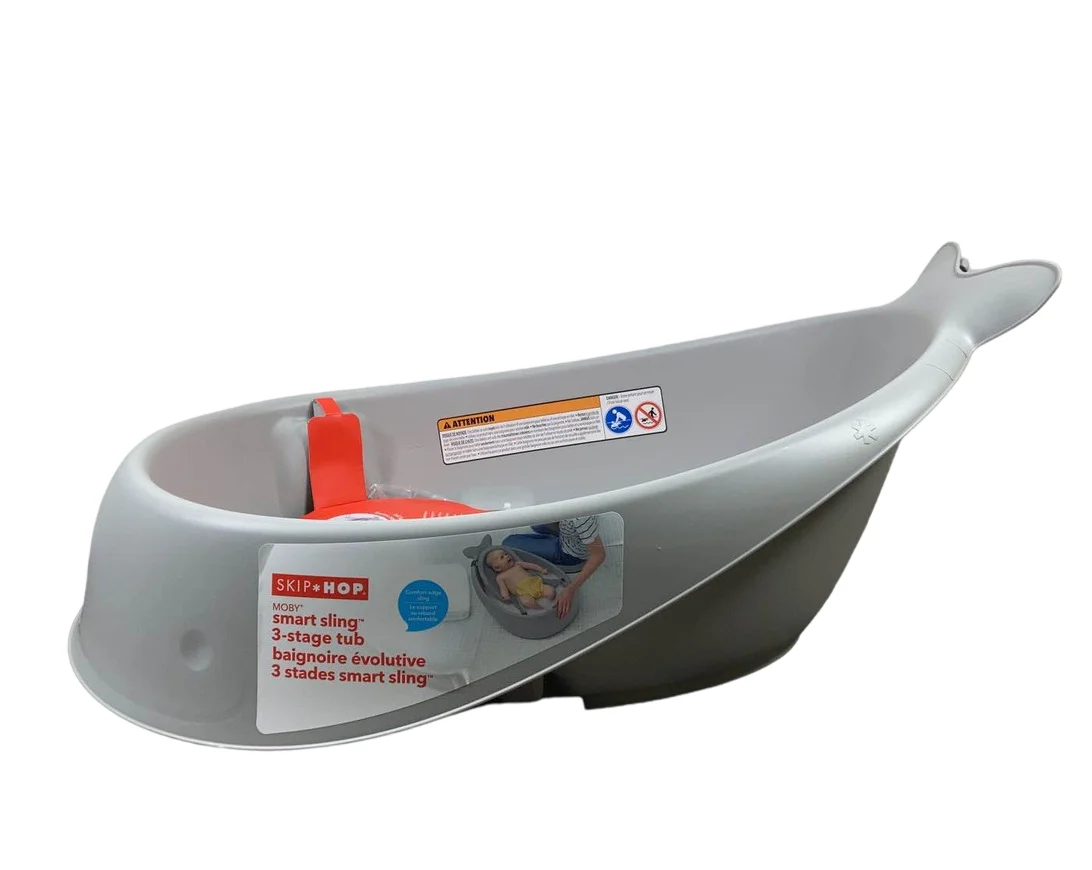 Skip Hop Moby Bath Smart Sling 3-Stage Bathtub, Gray