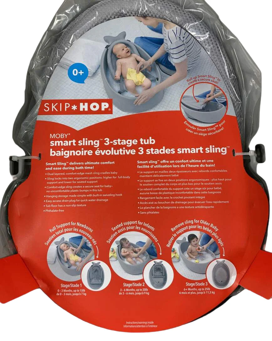 Skip Hop Moby Bath Smart Sling 3-Stage Bathtub, Gray - Image 3