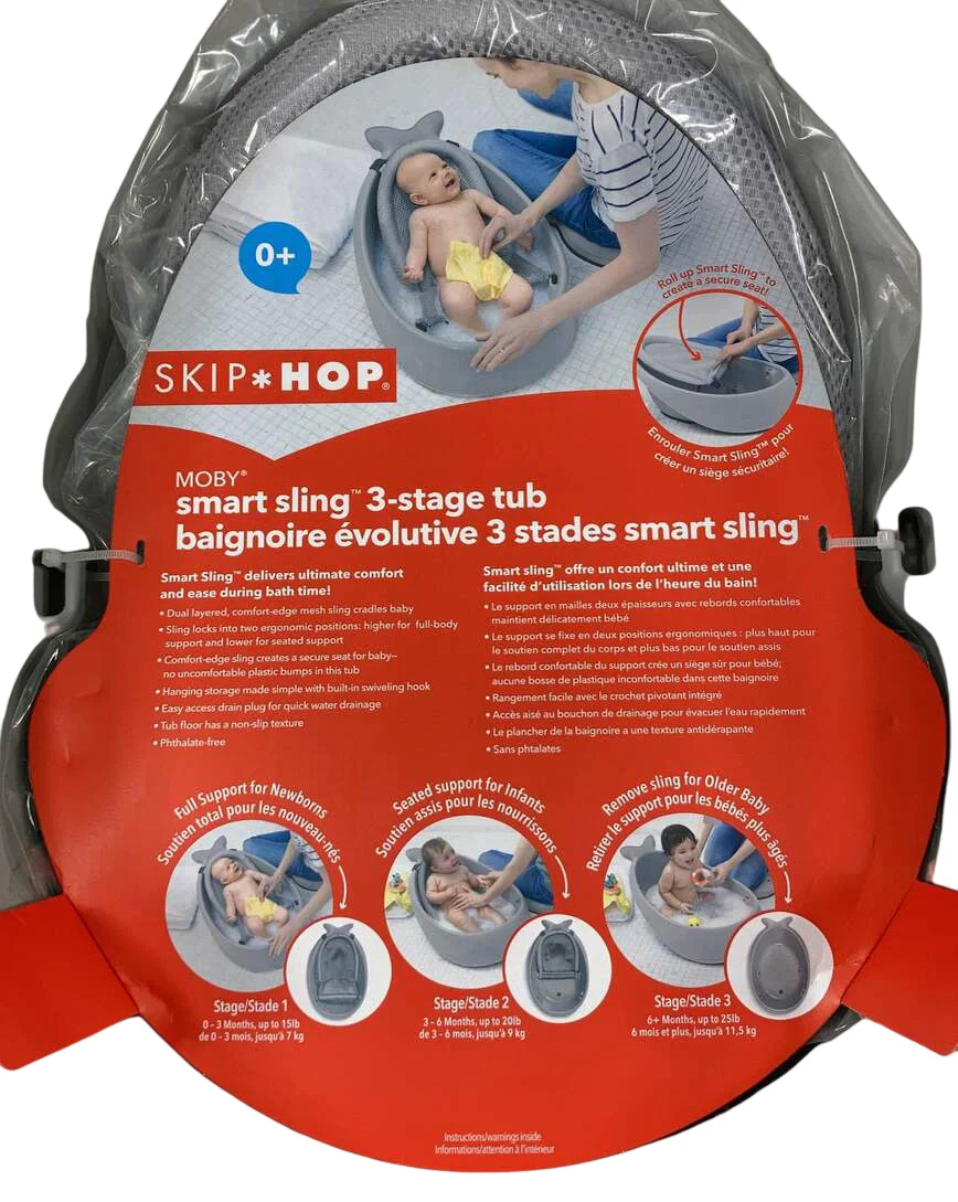 Skip Hop Moby Bath Smart Sling 3-Stage Bathtub, Gray - Image 3