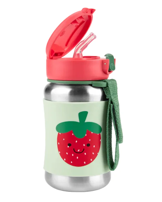 Skip Hop Spark Style Stainless Steel Straw Bottle, Strawberry - Image 2