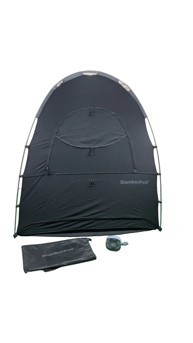 SlumberPod 3.0 Sleep Canopy with Fan, Black with Gray Accents